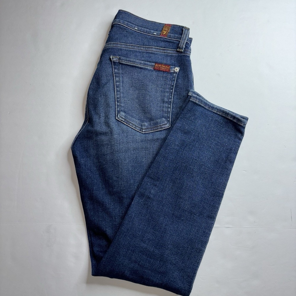 7 For All Mankind Josefina Distressed Skinny Boyfriend Blue Jeans Womens Size 25